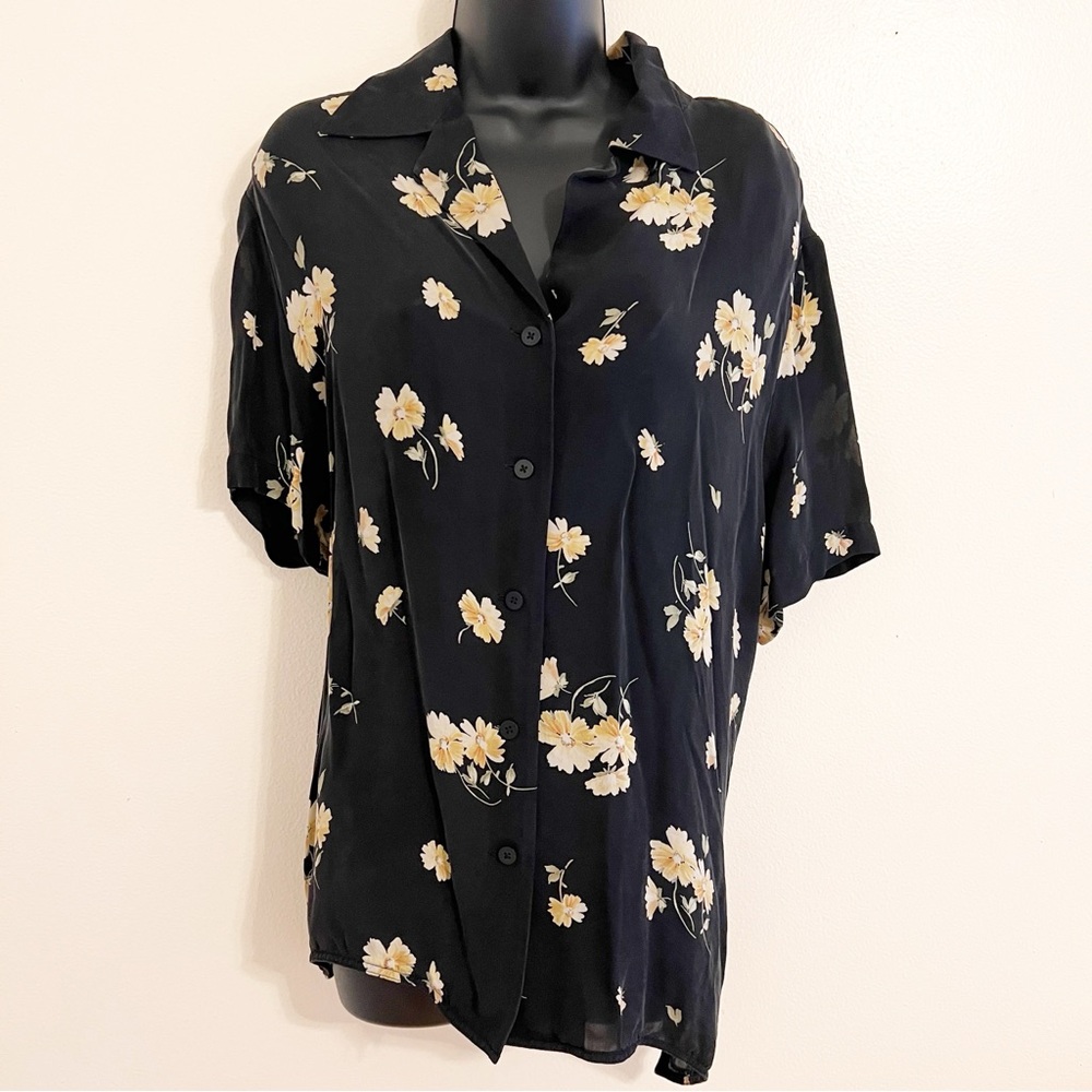 Ellen Tracey Button-Down Floral Blouse
